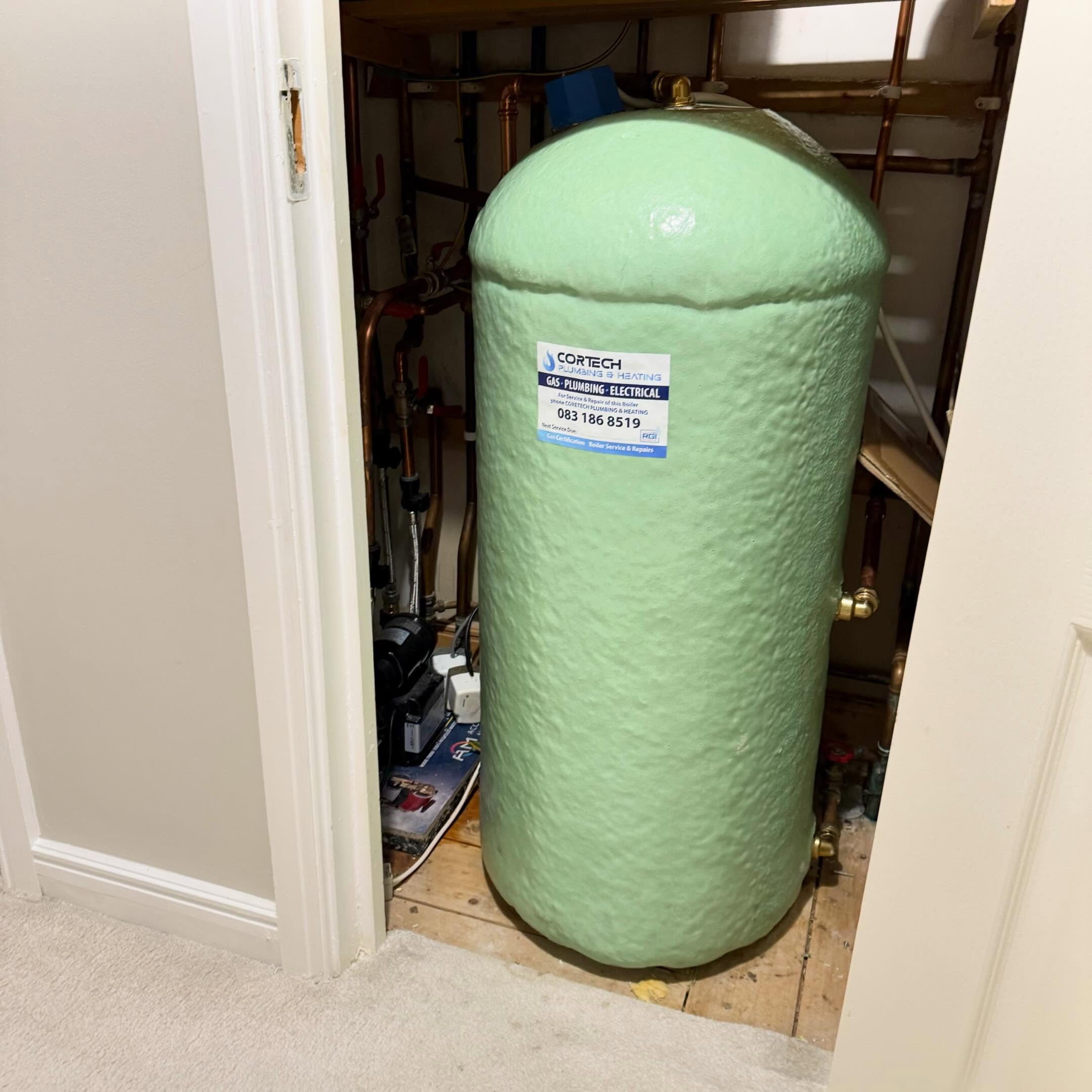 copper cylinder installed